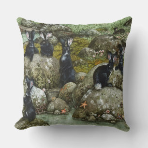 The Black Rabbit of Hy-Brasil Throw Pillow