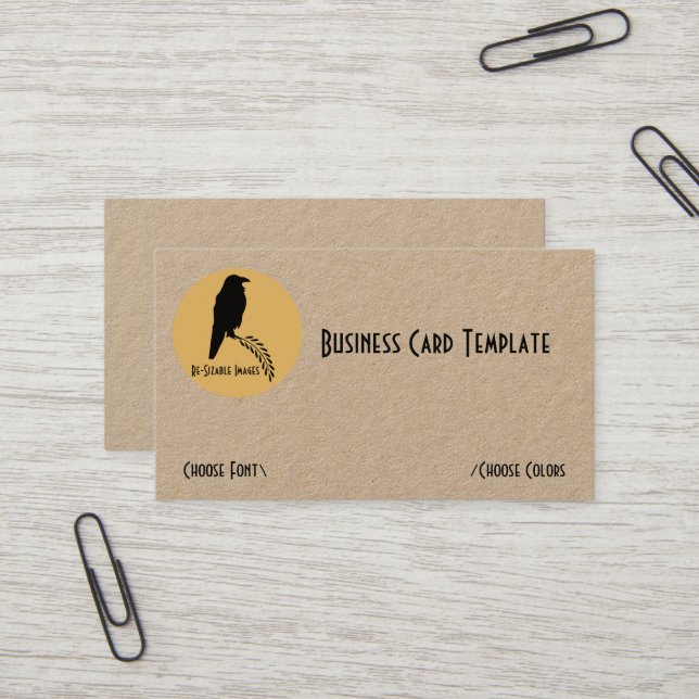 The Black Raven Bird Business Card (Front/Back In Situ)