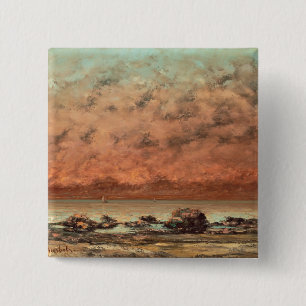 The Black Rocks at Trouville, 1865- 66 2 Inch Square Button