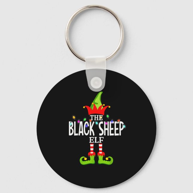 The Black Sheep Elf Christmas Matching Pajamas  Keychain (Front)