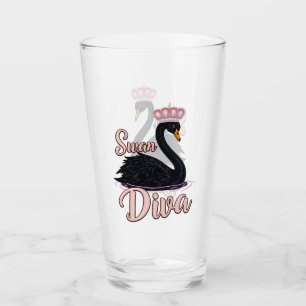 The black swan, queen of the water. glass