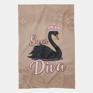 The black swan, queen of the water. kitchen towel