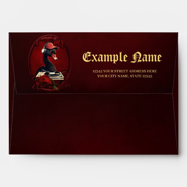 The black swan, symbolizing creativity  envelope (Back (Top Flap))