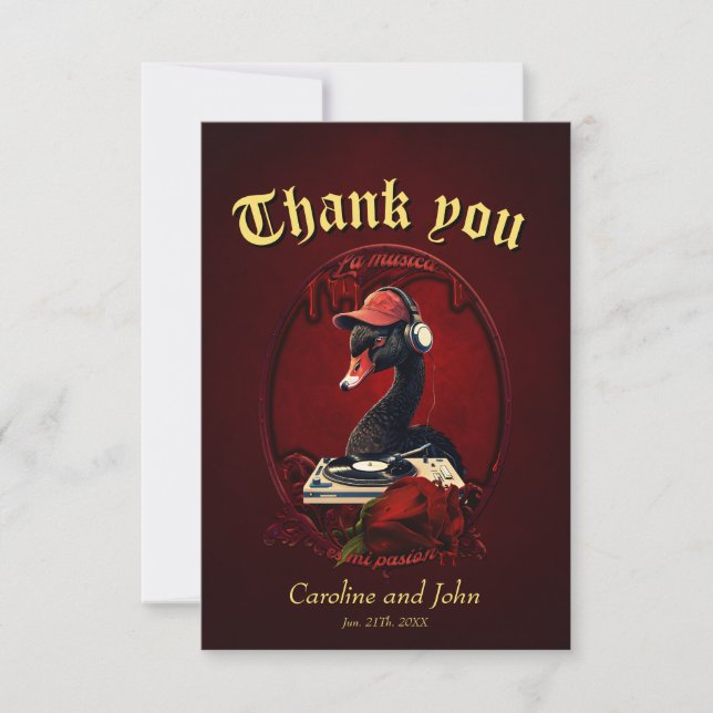 The black swan, symbolizing creativity  thank you card (Front)