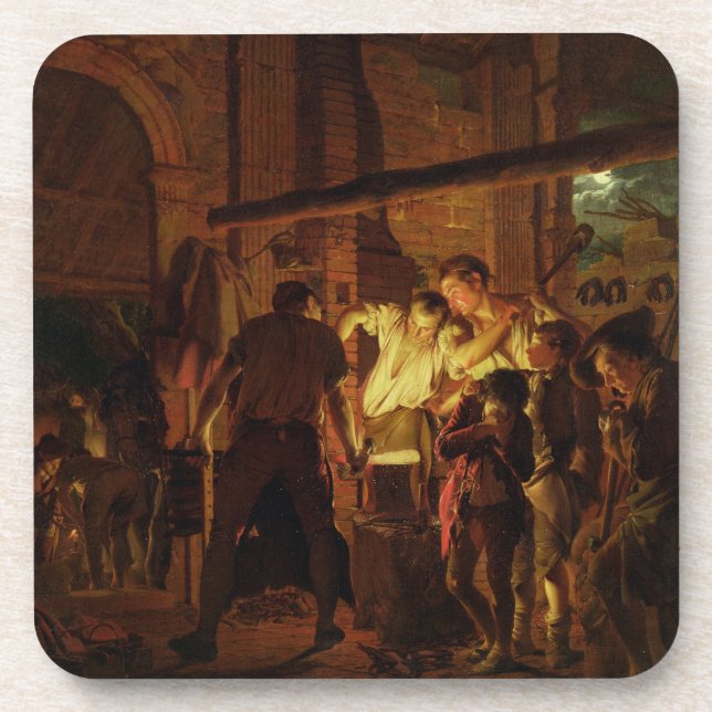 The Blacksmith's Shop (oil on canvas) Coaster (Front)