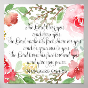 The blessing Scripture Art Numbers 6:24-26 Poster