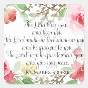 The blessing Scripture Art Numbers 6:24-26 Square Sticker