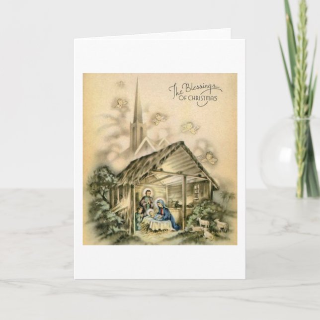 The Blessings of Christmas Nativity Scene Holiday Card (Front)