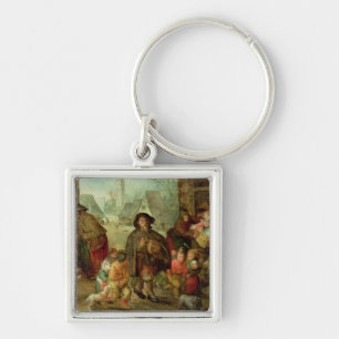 The Blind Hurdy Gurdy Player Keychain