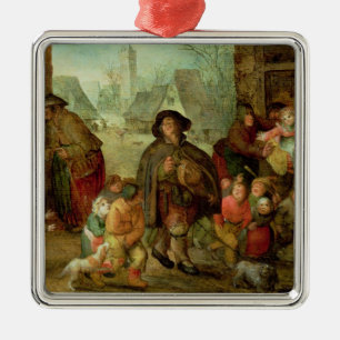 The Blind Hurdy Gurdy Player Metal Ornament