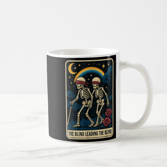 The Blind Leading The Blind Funny Tarot Card Skele Coffee Mug (Right)