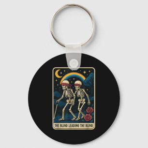 The Blind Leading The Blind Funny Tarot Card Skele Keychain