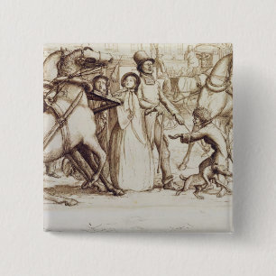 The Blind Man, 1853 (pen, ink, wash and graphite o 2 Inch Square Button