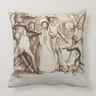 The Blind Man, 1853 (pen, ink, wash and graphite o Throw Pillow