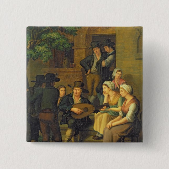 The Blind Singer, 1828 2 Inch Square Button (Front)