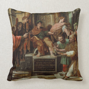 The Blinding of Elymas (cartoon for the Sistine Ch Throw Pillow