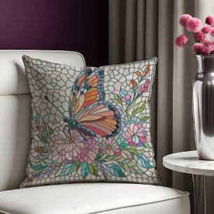 The Blossoms’ Whispers - Mosaic Art Throw Pillow