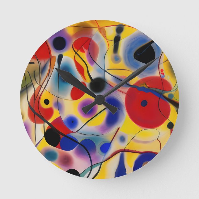 The Blue 10 Abstract Meets Red 6 Round Clock (Front)