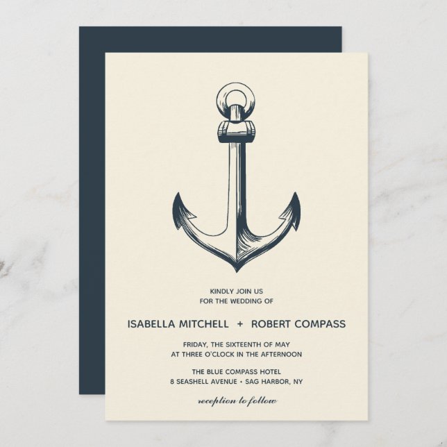 The Blue Anchor | Wedding Invitation (Front/Back)