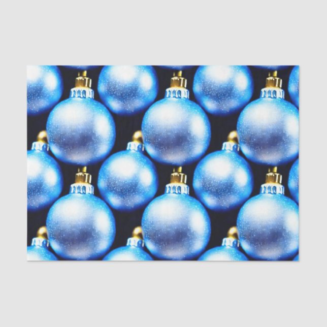 The Blue and Silver Christmas Bulb Series Design 2 Tissue Paper (Front)