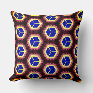 The Blue and Yellow Boxes over Brown Spaces Throw Pillow