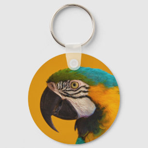 The Blue and Yellow Macaw Ara Ararauna Parrot Bird Keychain