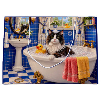 The Blue Bath Cat Large Gift Bag