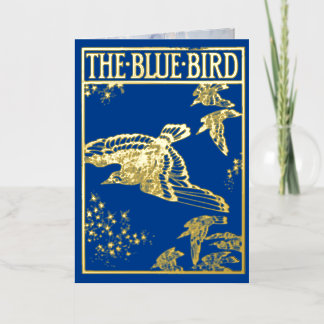 The blue bird -vintage gold foil greeting card