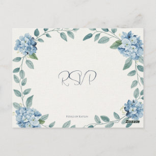 The Blue Bloom Elegant Dusty Hydrangea Garden RSVP Postcard