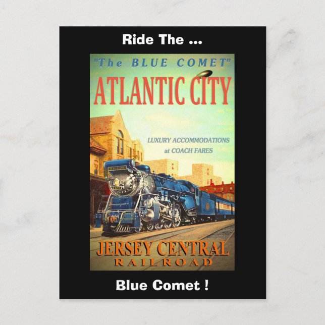 The Blue Comet Train Custom Postcard (Front)