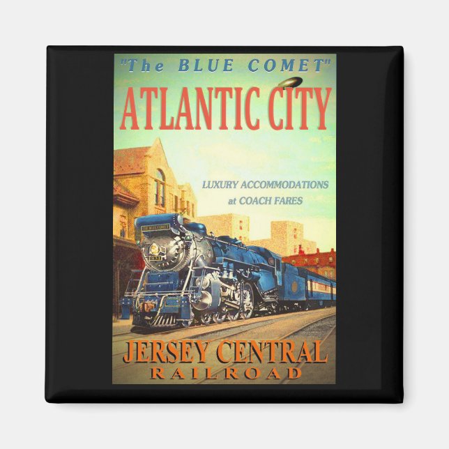 The Blue Comet Train Square Magnet (Front)