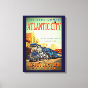 The Blue Comet Train Wrapped Canvas Print