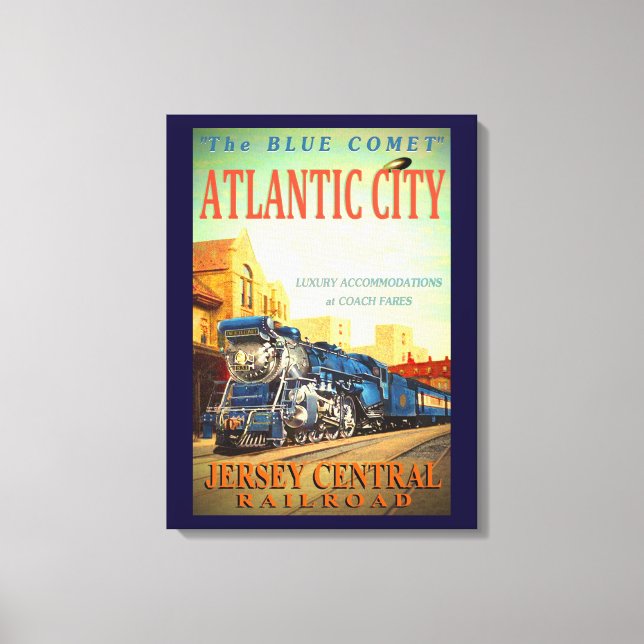 The Blue Comet Train Wrapped Canvas Print (Front)