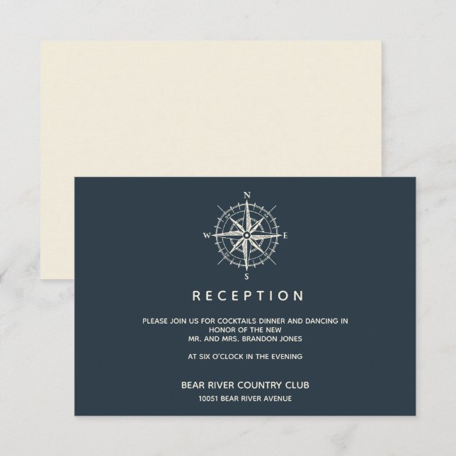 The Blue Compass | Wedding Reception Enclosure Invitation (Front/Back)