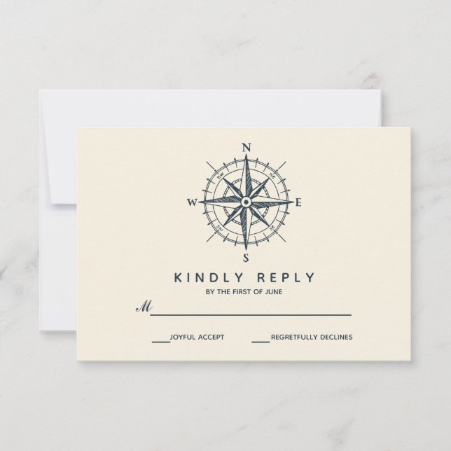 The Blue Compass | Wedding RSVP (Front)