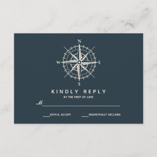 The Blue Compass   Wedding RSVP Card