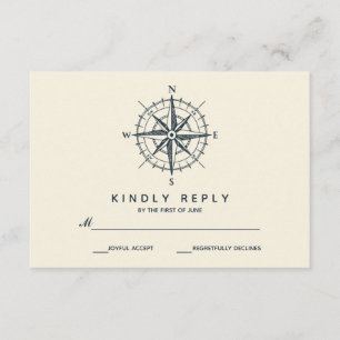The Blue Compass   Wedding RSVP Card