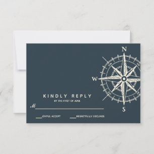 The Blue Compass   Wedding RSVP Card