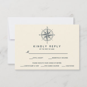 The Blue Compass   Wedding RSVP  meal choise  V2 Card