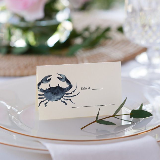 The Blue Crab | Nautical Wedding table place Card (Creator Uploaded)