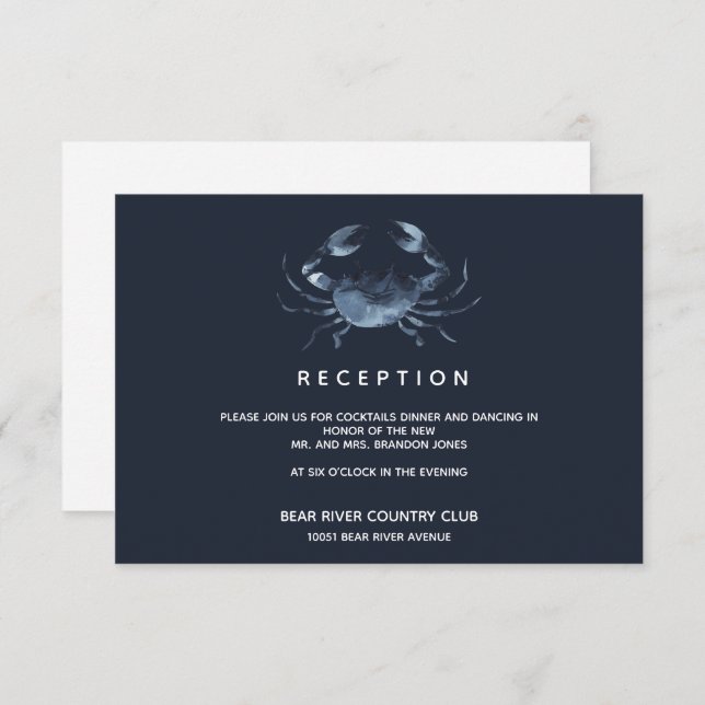 The Blue Crab | Wedding Reception Enclosure Invitation (Front/Back)