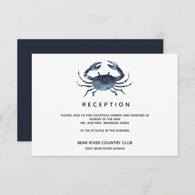 The Blue Crab | Wedding Reception Enclosure Invitation (Front/Back)