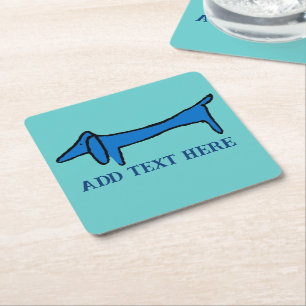The Blue Dachshund Dog , add text, Coaster