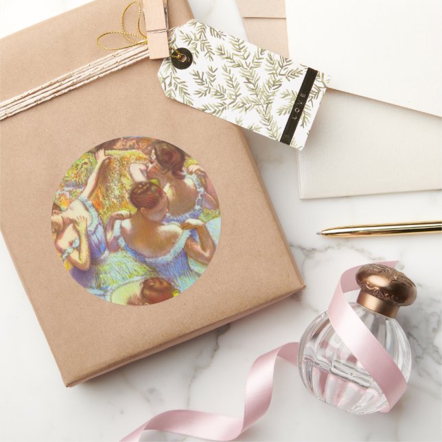 The Blue Dancers by Edgar Degas Classic Round Sticker (Gifting)