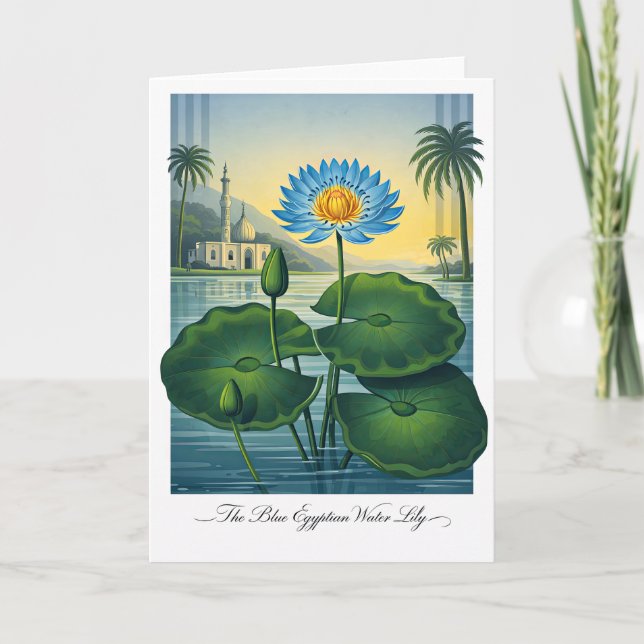 The Blue Egyptian Water Lily — Modern Botanical Re Card