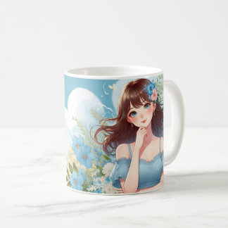 The Blue-Eyed Beauty's Gaze Coffee Mug