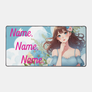 The Blue-Eyed Beauty's Gaze Desk Mat