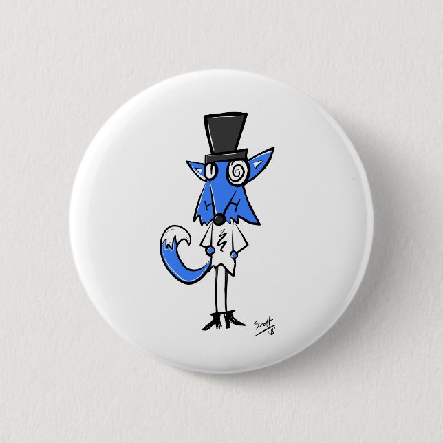 The Blue Fox Badge 2 Inch Round Button (Front)