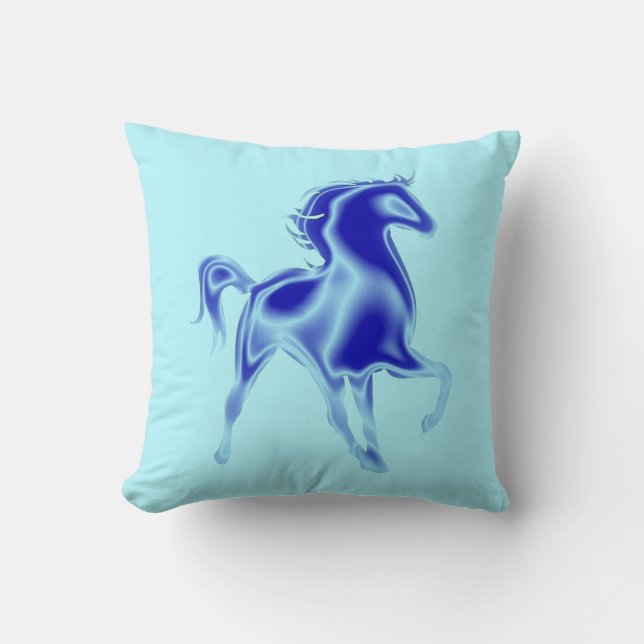 The Blue Horse Throw Pillow (Front)