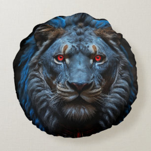 the blue lion round pillow